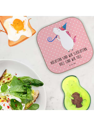 Mr. & Mrs. Panda Coaster Einhorn Party mit Spruch in Rot Pastell