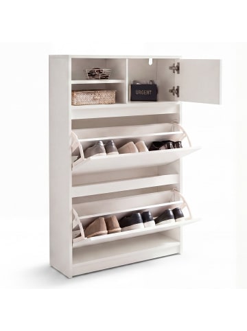 FineBuy Schuhschrank in Weiß / MDF / 71x24x110