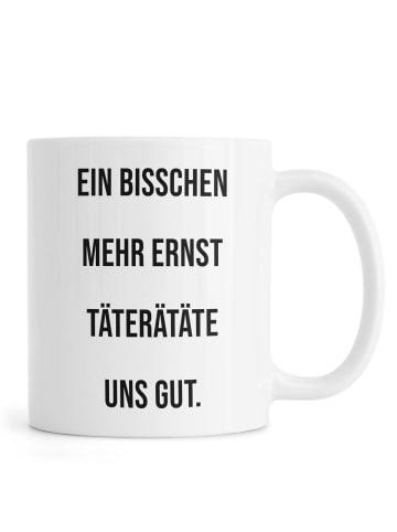 Juniqe Tasse "Ernst" in Schwarz & Weiß