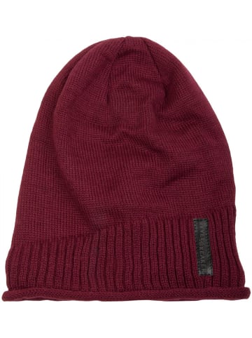 styleBREAKER Feinstrick Beanie Mütze in Bordeaux-Rot