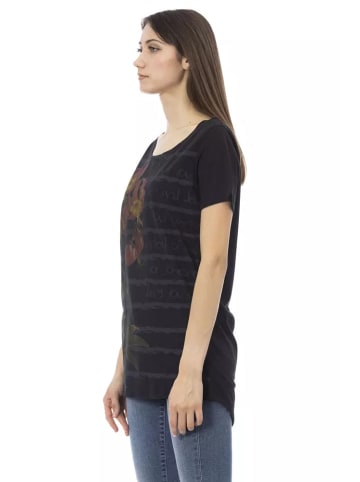 Trussardi Action Hellblau Schwarz Baumwolle Damen T-Shirt