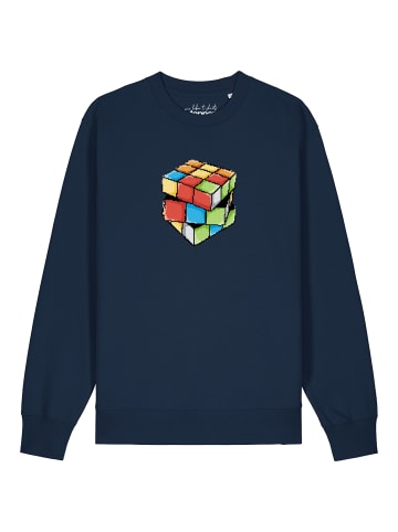 wat? Apparel Sweatshirt Pixel Zauberwürfel in Dunkelblau