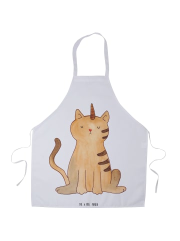 Mr. & Mrs. Panda Küchenschürze Einhorn Katze ohne Spruch in Weiß