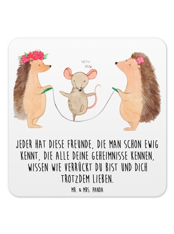 Mr. & Mrs. Panda Bierdeckel Igel Seilhüpfen mit Spruch in Weiß