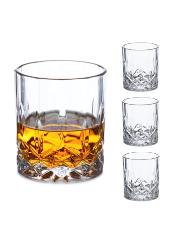 relaxdays 4 x Whiskeygläser in Transparent - 300 ml