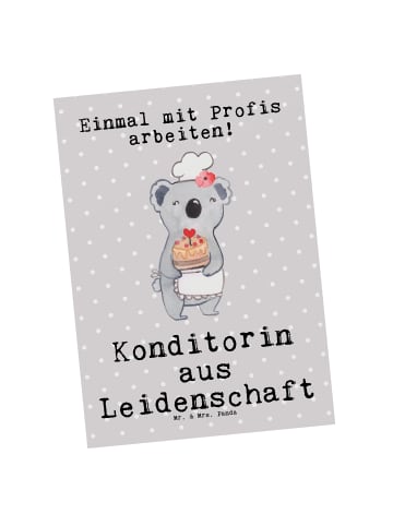 Mr. & Mrs. Panda Wanddeko Konditorin Leidenschaft mit Spruch in Grau Pastell