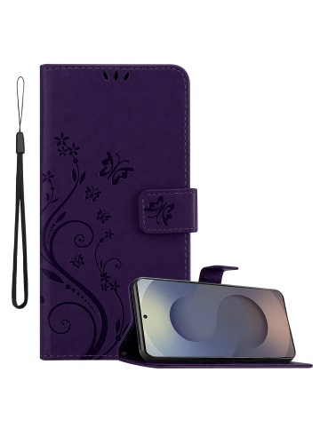 cadorabo Hülle für Samsung Galaxy S25 Ultra Blumen Design in Floral Dunkel Lila