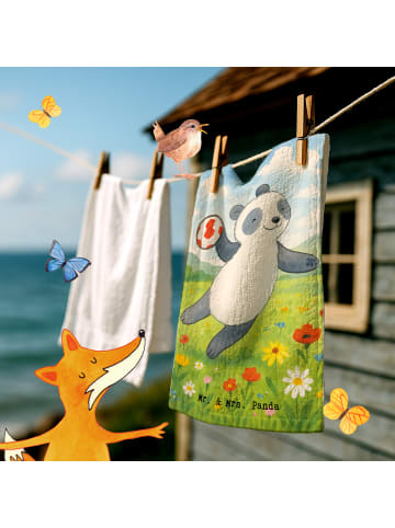 Mr. & Mrs. Panda Handtuch Panda Handball spielen Design ohne Spruch in Weiß