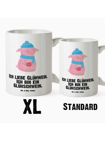 Mr. & Mrs. Panda Jumbo Tasse Schwein Glühwein mit Spruch in Weiß