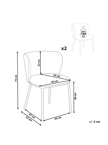 Beliani 2er-Set Esszimmerstuhl MINA II in Braun