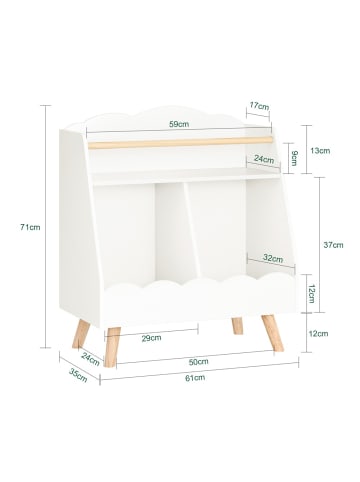 SoBuy Bücherregal in Reinweiß - (W) 35 x (H) 71 x (L) 61 cm