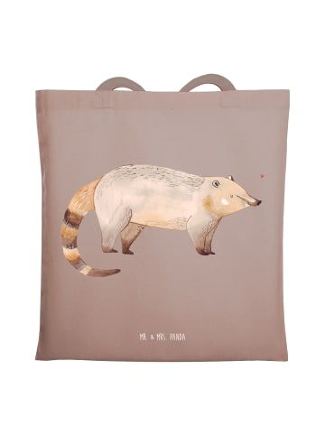 Mr. & Mrs. Panda Tote Bag Nasenbär ohne Spruch in Braun Pastell
