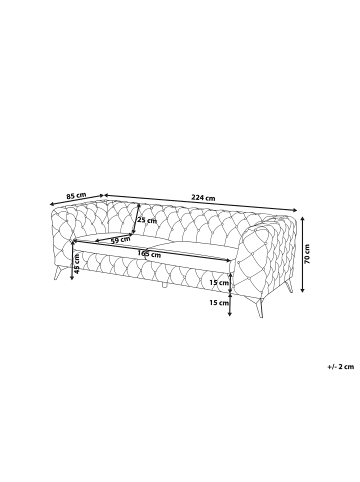 Beliani 3-Sitzer Sofa SOTRA in Violett/Silber - (W) 224 x (H) 70 x (L) 85 cm