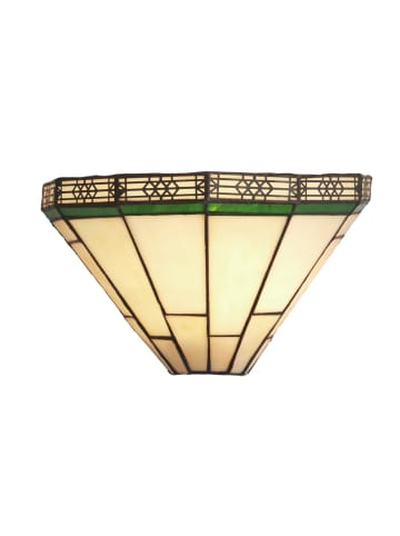 Licht-Erlebnisse Wandlampe (B)30.5 x (H)18 cm in Messing Antik Creme Grün