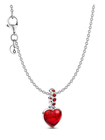 Pandora Damen-Kette Silber Geschenkset Rotes Muranoglas Herz