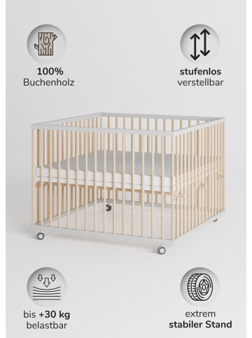 Sämann Sämann Laufgitter mit Matratze Cloud Air & Schlupfsprossen weiß/natur Premium