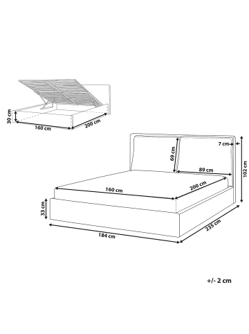 Beliani Doppelbett BAJONNA in Grün - (W) 184 x (H) 102 x (L) 235 cm