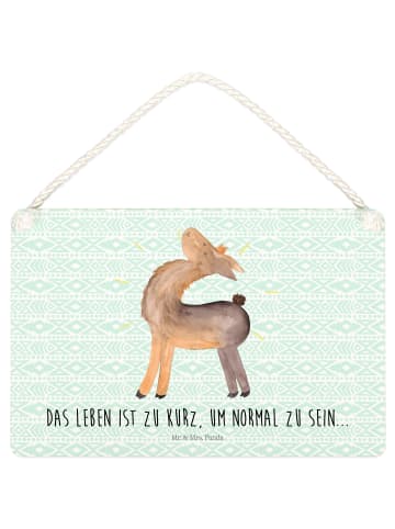 Mr. & Mrs. Panda Deko Schild Lama Stolz mit Spruch in Aztekenblau