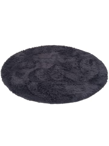 Pergamon Hochflor Shaggy Teppich Fluffy Rund in Anthrazit
