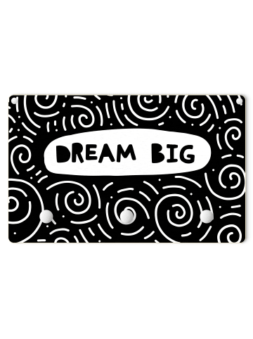 WALLART Kindergarderobe Holz - Spruch Dream Big mit Wirbel Schwarz Weiß in Schwarz