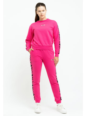 Tom Barron Freizeitanzug Tom Barron Women Regular Fit Zebra Pattern Sweatshirt And Pant Set in FUCHSIA