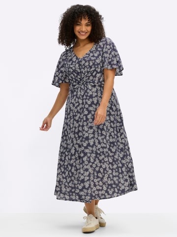 sheego Webkleid in tiefblau-champagner-bedruckt