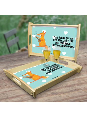 Mr. & Mrs. Panda bett tablett Fuchs Gitarre mit Spruch in Türkis Pastell