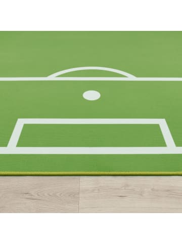 KADIMA DESIGN Kinderteppich waschmaschinenwaschbar Fußballfeld Kinderzimmer in Grün