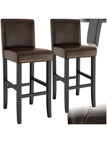 tectake Barstuhl aus Kunstleder, gepolstert mit Rückenlehne