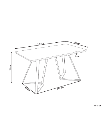 Beliani Esszimmertisch UPTON in Braun/Schwarz - (W) 80 x (H) 75 x (L) 140 cm
