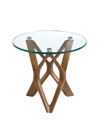 Angel Cerdá Ecktisch 2127 in Glas / Walnuss – (Ø)50 x (H)41 cm