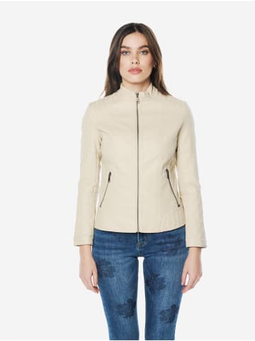 KOROSHI Damen-bikerjacke aus kunstleder in weiß