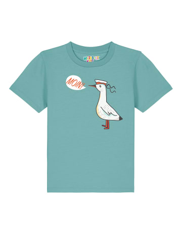 wat? Apparel T-Shirt Moin Seagull in Teal Monstera