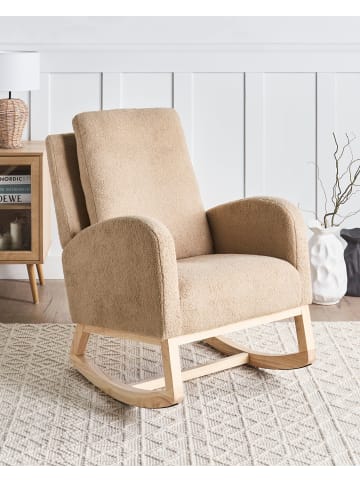 Beliani Schaukelsessel ALSTA in Beige/Braun - (W) 68 x (H) 100 x (L) 100 cm