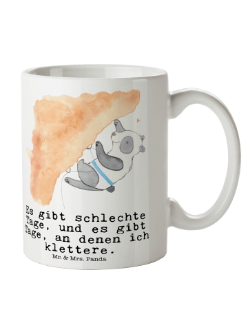 Mr. & Mrs. Panda Kaffeebecher Panda Klettern mit Spruch in Weiß