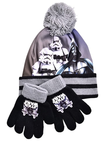 Star Wars 2-tlg. Winter Set: Star Wars Mütze & Handschuhe in Grau