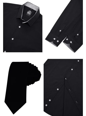 Rusty Neal Hemd mit Krawatte in Schwarz / Grau