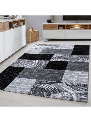 KADIMA DESIGN Teppich Handwäsche Kurzflor Abstrakte Karos Polypropylen Wohnzimmer in Schwarz