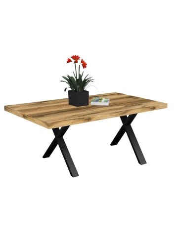 58 aufm Kessel ESSTISCH Elgin 4 175x80x100 Metall+Holzwerkstoff Schwarz/Plankeneiche