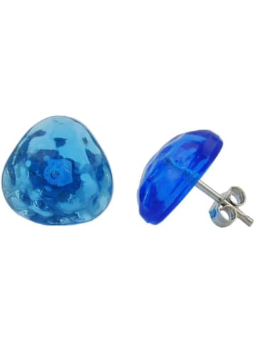 Gallay Ohrstecker Ohrring 14mm Dreieck blau-transparent gehämmert Kunststoff in blau
