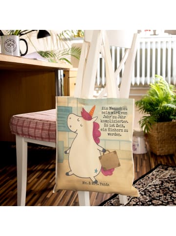 Mr. & Mrs. Panda Shopping Bag Einhorn Koffer Design mit Spruch in Weiß