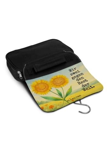 Mr. & Mrs. Panda Kosmetiktasche Blume Sonnenblume Design mit Spruch in Weiß