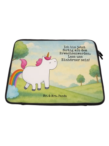 Mr. & Mrs. Panda Laptop Tasche Einhorn Pupsen Design mit Spruch in Weiß