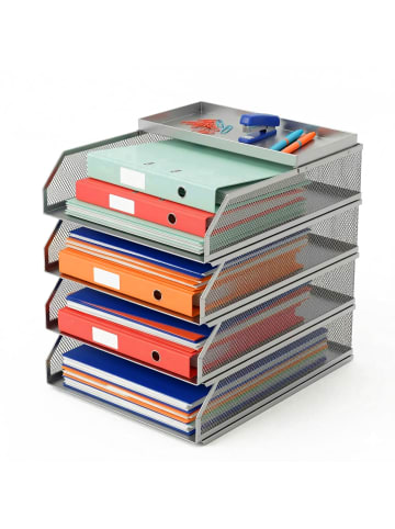 relaxdays Briefablage in Silber - (B)25 x (H)31 x (T)32 cm