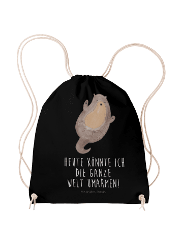 Mr. & Mrs. Panda Gym-Rucksack Otter Umarmen mit Spruch in Schwarz