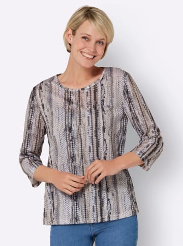 Sieh an! 3/4-Arm-Shirt in beige-taupe-bedruckt