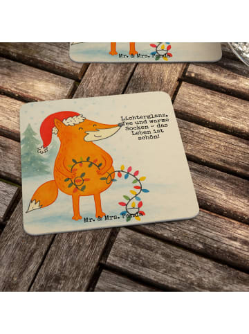 Mr. & Mrs. Panda Bierdeckel Fuchs Weihnachten Design mit Spruch in Weiß