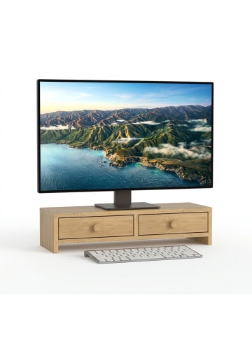 relaxdays Monitorständer in Natur - (B)47 x (H)12,5 x (T)18 cm