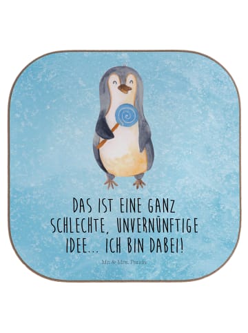 Mr. & Mrs. Panda Untersetzer Gläser Pinguin Lolli mit Spruch in Eisblau