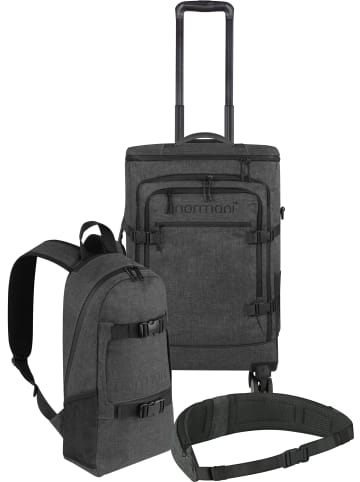 normani Reisetrolley mit kleinem 8L Rucksack und Hüftgurt in Anthrazit